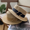 日本高货细编织平顶草帽，女夏季逛街出游度假沙滩遮阳帽太阳帽礼帽