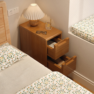 宜家实木床头柜小型简约现代卧室床边柜极窄20公分窄边夹缝置物柜