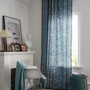 民族异域窗帘波西米亚风格蓝色几何印花窗帘成品厨房帘飘窗窗帘