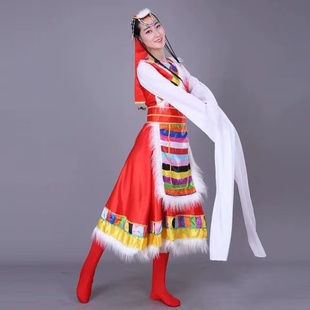 高档女装民族服装秧歌服舞台装，演出服装藏族舞蹈服饰藏族水袖舞蹈
