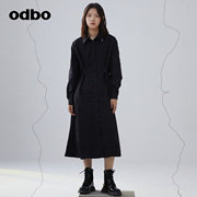 odbo/欧迪比欧原创设计师品牌休闲长袖衬衫连衣裙女舒适裙子