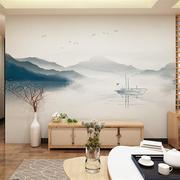 新中式黑白水墨山水画壁纸抽象泼墨，壁纸客厅电视，x背景墙布影