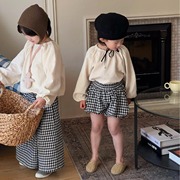 韩系童装2024春季女童儿童衬衫米色娃娃衫可爱百搭上衣洋气潮