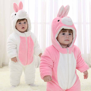 婴儿连体衣秋冬加厚男女，宝宝衣服兔子造型爬服外出服抱衣儿童睡衣