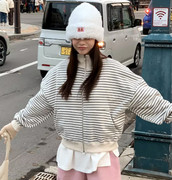 冬季韩国mocobling简约流行时尚舒适条纹显瘦拉链式外套