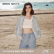 misssixty2024春季牛仔，衬衫女含天丝翻领，美式复古长袖单排扣