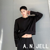 韩国版男装东大门23春权志龙风格，不对称短款圆领长袖卫衣纯色t恤