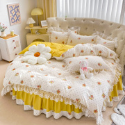 韩式纯棉圆床四件套蕾丝公主，风床裙圆形，床罩2米全棉圆床床品2.2m