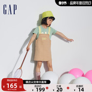 Gap女幼童2024春夏logo撞色彩牛仔背带裙儿童装连衣裙890327