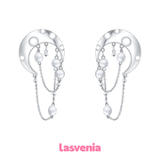 Lasvenia楽斯原创女小众设计感透明球月亮耳钉女时尚个性夸张耳环