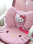 卡通Kitty猫咪粉色公主风少女心麻布坐垫靠枕腰枕电脑椅椅汽