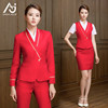 南航空姐制服女职业，套装高铁酒店迎宾工作服时尚，珠宝店工装大红色