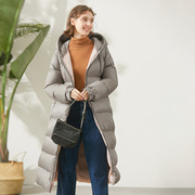 冬季羽绒服女修身显瘦中长款过膝里外撞色保暖外套82475灰色