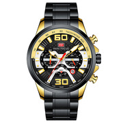 男士潮流钢带手表大表盘多功能机芯日历夜光防水时尚石英国产腕表