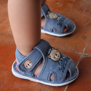 男童学步鞋凉鞋软底男宝宝婴幼儿，童鞋叫叫鞋1-3岁室内鞋布鞋防滑
