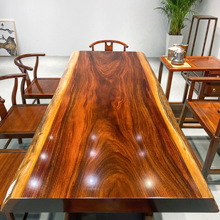 非洲奥坎实木大板茶桌办公原木花梨红木茶台板面桌椅自然边好