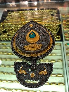 尼泊尔手工打造卡丝防旧铜镀金藏服配饰罗汝，带环