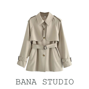 BANA法国单卡其色国际大牌风衣女高级感垂感外套中长款2022年