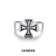 janeng追岸925纯银骑士十字，浮雕戒指男士个性，机车朋克风格尾戒