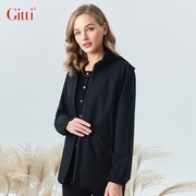 Gitti/吉蒂商场同款撞色连帽显瘦外套女棉宽松大码风衣G235528