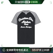香港直邮diorhomme男士，黑灰拼色棉质字母，印花圆领短袖t恤213j6