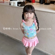 韩国网红儿童泳衣女童防晒速干粉色吊带套装小中童分体温泉泳装