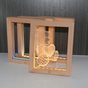 实木相框创意摆件diy木质led相框卧室发光相框3d小夜灯榉木照片框