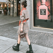小个子风衣女短款2020秋季韩版收腰显瘦格子英伦，风大衣短外套