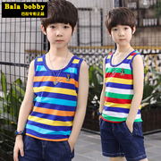巴拉BALA夏季95棉男童工字爱上彩虹背心夏薄款打底衫中大童男孩