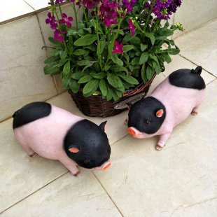 花园装饰 庭院摆件创意小猪模型树脂工艺品动物仿真猪摆件