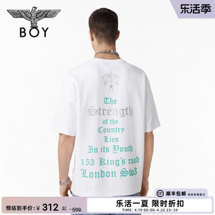 boylondon潮牌短袖t恤男女同款，夏季白色简约休闲百搭上衣n01003