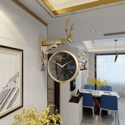 欧式双面钟钟客厅家简q创意轻奢挂表静音时挂现代用约挂墙钟表两