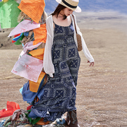 波西米亚连衣裙文艺气质吊带裙，新疆旅游穿搭海边沙滩裙度假长裙女