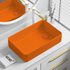 洗衣机柜台上盆陶瓷洗手池，洗衣池槽侧下水偏孔洗手盆，橙色洗脸面盆