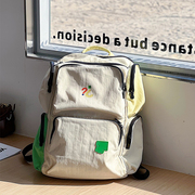 韩版小众撞色书包女原创设计初高中大学生双肩包清新旅行电脑背包