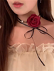 zoozmomo玫瑰珍珠choker项链女黑色花朵项圈颈带超仙复古绑带颈链
