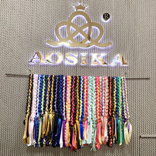 亚马逊国际站手工丝带花环编织双层毕业缎带项链多彩色荣誉绳定制