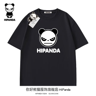 HiPanda你好熊猫运动T恤国潮牌夏季百搭复古休闲卡通圆领短袖上衣