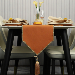 桌旗轻奢高端现代简约餐桌装饰长条茶几布防水防油北欧电视柜盖布