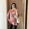 孕妇t恤短袖卡通纯棉粉色夏季2024韩版休闲宽松中长款上衣潮