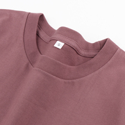 230G重磅纯棉短袖T恤男女款砖红色日系复古暗粉色纯色体恤情侣装