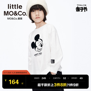 littlemoco童装秋冬装男童上衣女童，纯棉长袖t恤儿童迪士尼米奇ip