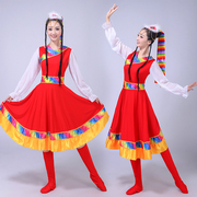 2022款女少数民族服装大摆裙广场，舞西藏水袖舞台演出藏族舞蹈服饰