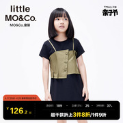 little moco童装夏装儿童连衣裙女童工装风裙子夏天洋气女孩大童