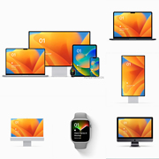 13款质感iphone苹果一体机平板，pad手表显示器笔记本，电脑psd样机