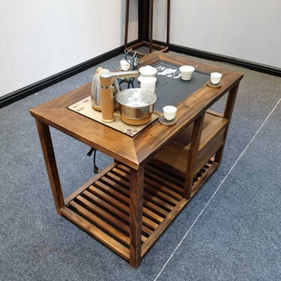 南美胡桃木小茶桌椅组合新中式，茶台小户型家用阳台，功夫茶桌小茶几