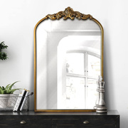 法式复古雕花化妆镜美式玄关背景墙装饰镜欧式卫生间壁挂浴室镜子