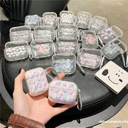 连体ins风花朵爱心适用airpods pro2苹果无线蓝牙耳机套airpods1/2代软壳一体pro3代防摔保护套男女闪粉