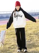 初中学生运动套装冬季加绒加厚高中女生大童时尚女孩秋冬韩版