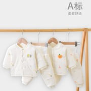 秋冬男女宝宝棉衣，棉裤婴幼儿高腰分体两件套家居服，婴儿夹棉爬服
